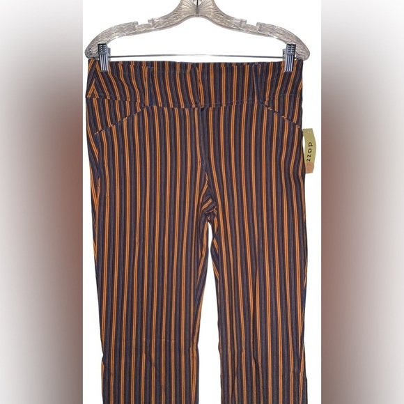Dazz Stripe Skinny High Waist Pull-On Pants Women L Boho Hippie Festive NEW - Picture 5 of 11